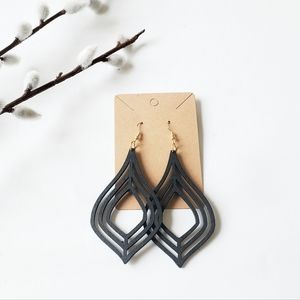 Black Wood Cut Out Earrings